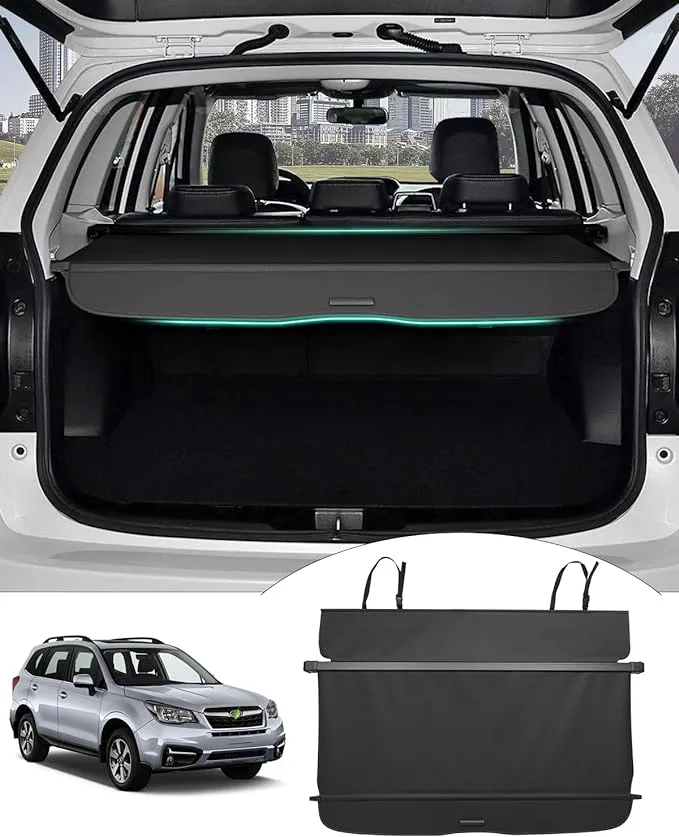 Powerty Compatible with Cargo Cover Subaru Forester 2014-2018 Only for Manual Tailgate Retractable Rear Trunk Security Cover Shielding Shade Black (Not for Electric Tailgate)