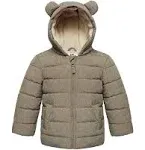 Rokka&Rolla Toddler Boys' Warm Winter Coat-Baby Fleece Puffer Jacket-Beige Textured, Size 18-24 Months