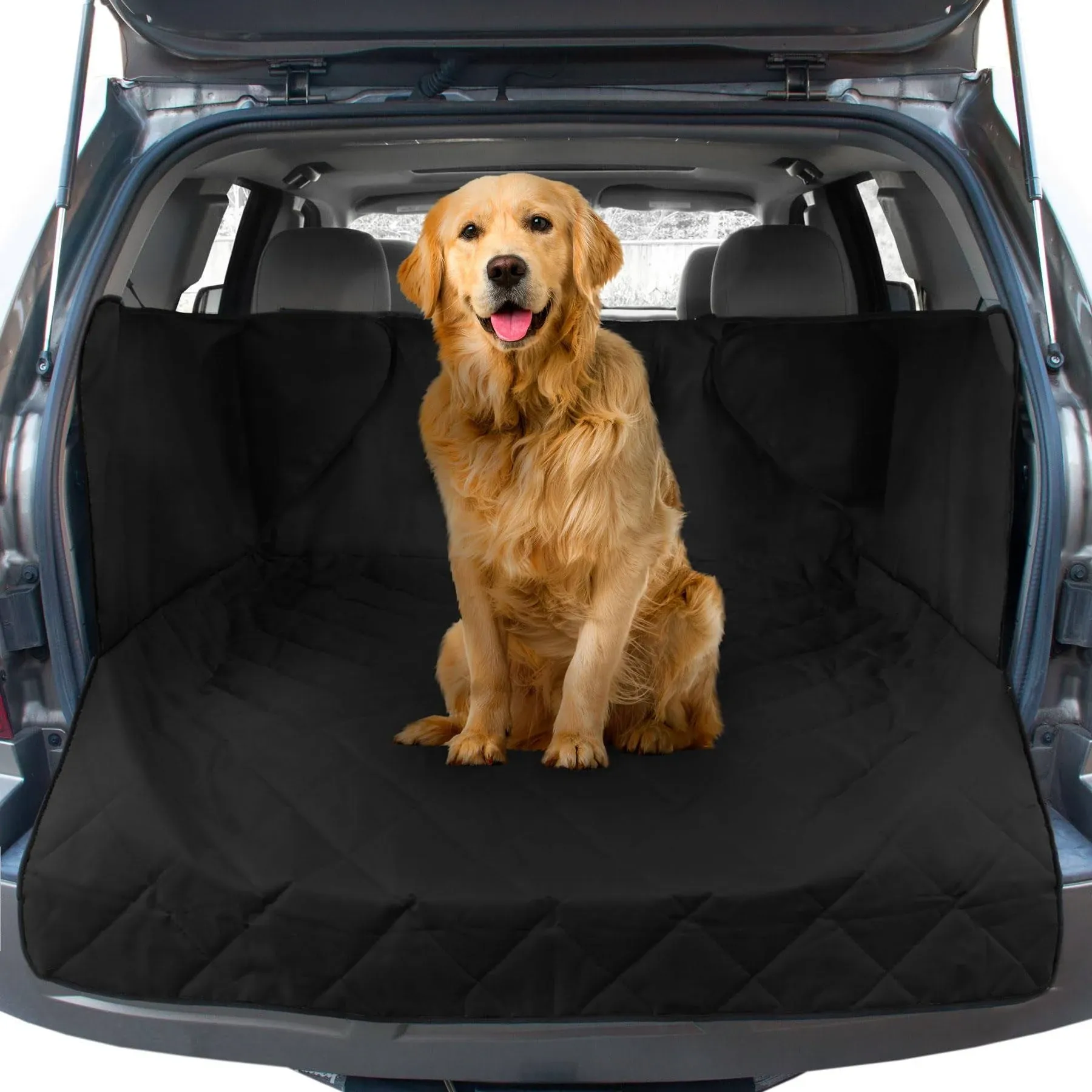 FrontPet XL Adjustable Padded Quilt Interior Cargo Cover Pet Liner, Black (Used)