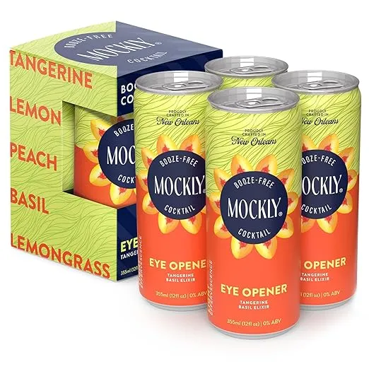 Mockly Baron von Blue Booze-Free Cocktail | Ready To Drink Non-Alcoholic Cocktail | Mocktail Drink Mixer | Blueberry Rose Mint Soda | Zero Proof | 12 Ounces Per Can | 4-Pack