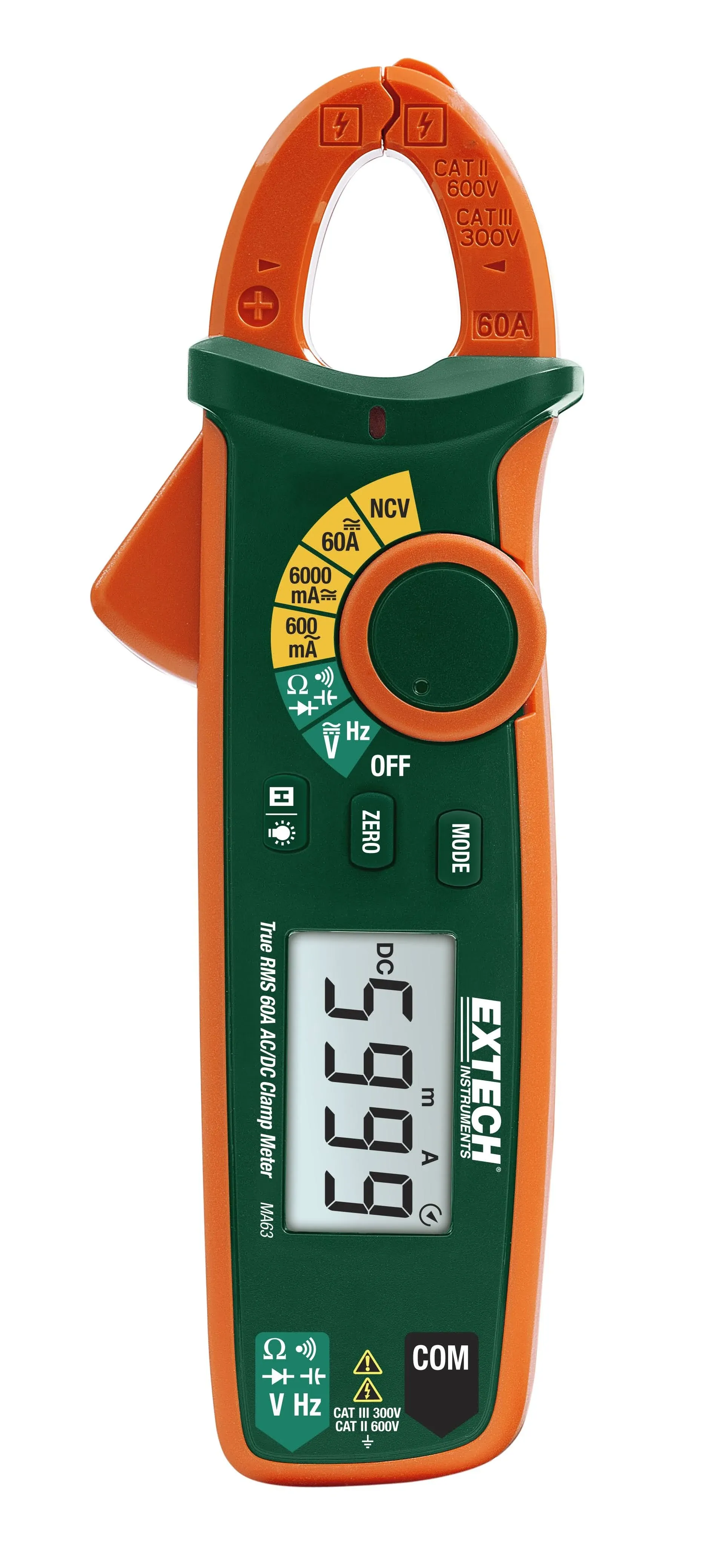 Extech MA63 True RMS 60A AC/DC Clamp Meter with NCV