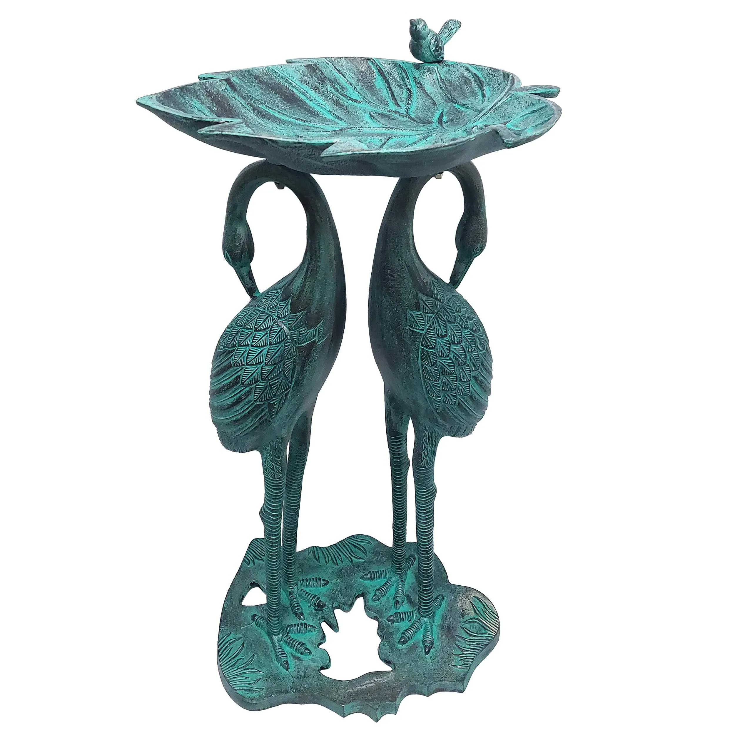 Oakland Living 5608-GBK Cast Aluminum 30-in Twin Crane Black Patina Bird Bath ...