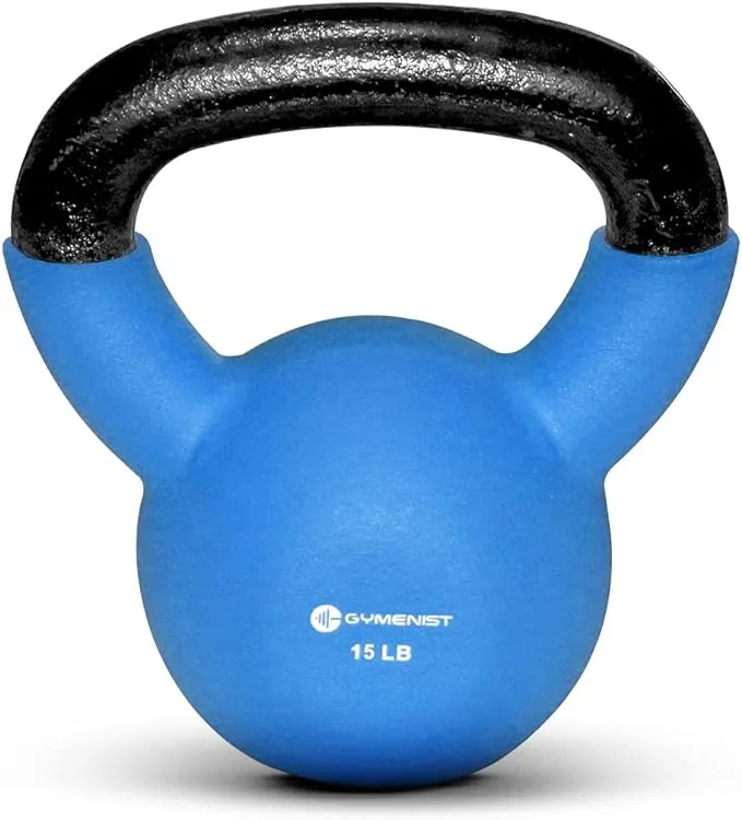 GYMENIST Kettlebell Fitness Iron Weights with Neoprene Coating Around The Bottom Half of The Metal Kettle Bell