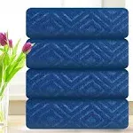 CHINO Extra Large Bath Towel Set, 4 Piece Blue Oversized Bath Sheets 35"x70"-Soft, Quick Dry, Super Absorbent, Diamond Pattern Microfiber Bath Sheets for Bathroom, Beach, Travel, Fitness, Yoga