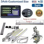 DRO 3 Axis Digital Readout Display +3pc Glass Linear Scale for CNC Mill Lathe Machine (Customized Size)