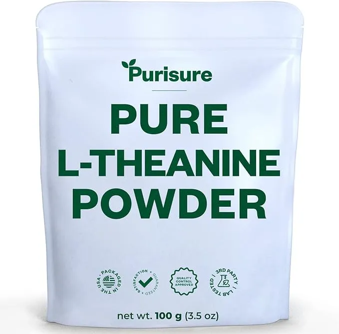 L-Theanine Powder, 100 g, Pure L Theanine Powder That Promotes Relaxation and Focus, L-Theanine Supplement for Cognitive Function, No Fillers, Non-GMO, 1000 Servings