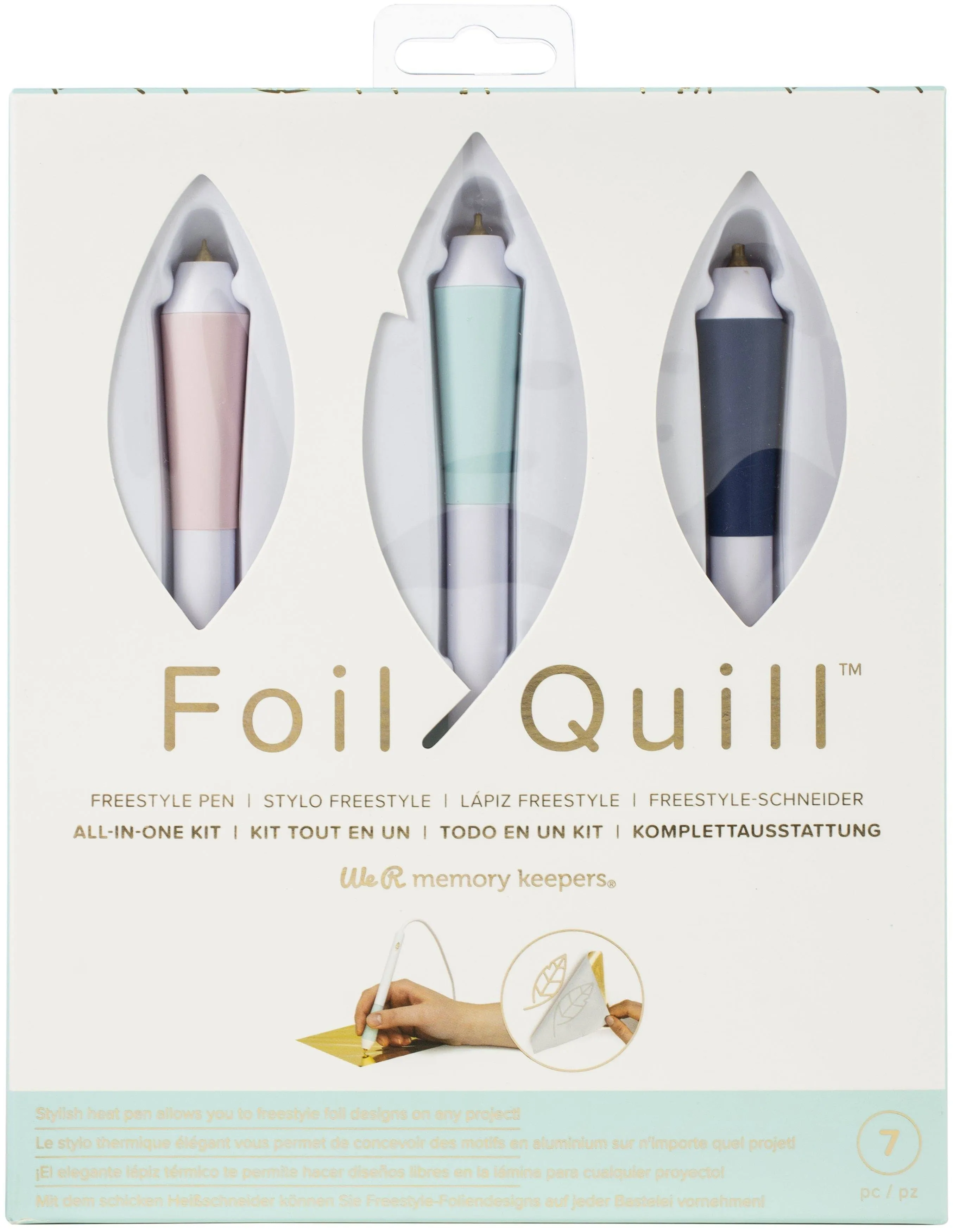 We R Memory Keepers Foil Quill Tool Freestyle Starter Kit, Includes Fine, Standard, and Bold Tip Pens, Foil Rolls in Gold, Silver, Copper, and Placement Tape DIY Scrapbooks, Journals, Planners, Cards