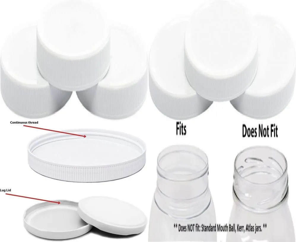 Clearview Containers | 110/400 Plastic Replacement Lids | 110mm Caps w/Leak Proof Liner | for Large Glass or Plastic Wide Mouth Jar | Made in The