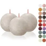 BOLSIUS 3 Pack Gray Rustic Ball Pillar Candles - 3 Inch - Premium European