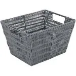 Simplify Medium Rattan Storage Tote Basket in Charcoal