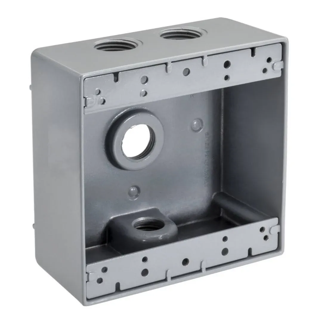 TOPAZ 3/4" Double Gang Weatherproof Boxes 5 Hole | Electrical Box, Gray