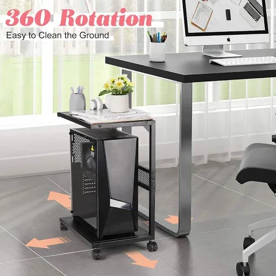 Liitrton 2-Tier PC Stand with Locking Caster Wheels