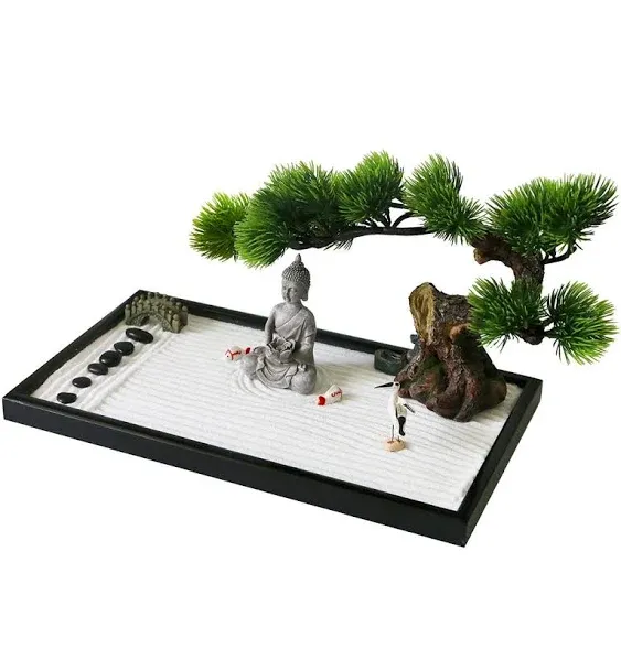 Japanese Tabletop Meditation Zen Garden Gift Tabletop Rock Sand Meditating Garden ...