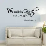 VWAQ We Walk by Faith Not by Sight 2 Corinthians 5:7 Wall Decal Quote Bible Religious Scripture Wall Art Sticker