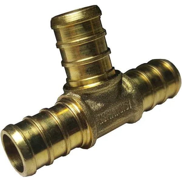 10 PIECES XFITTING 1" X 1" X 1" PEX TEE - BRASS CRIMP FITTINGS (LEAD-FREE BRASS) NSF, FULL PORT