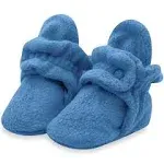 Zutano Cozie Baby Booties Periwinkle with Grippers - Retired 24 Months