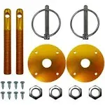 Motornets Aluminum Universal Hood Pin Set Kit Chrome Hardware Flip Over Chevy Ford Mopar GM Hot Rod Street Rod Drag Racing Race