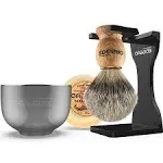 Shaving Set,  4In1 Pure Badger Hair Shaving Brush Solid Manchurian Ash Wood Hand