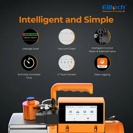 Elitech 12 CFM Vacuum Pump 2 Stage Intelligent HVAC Vacuum Pump App Control, SVP-12