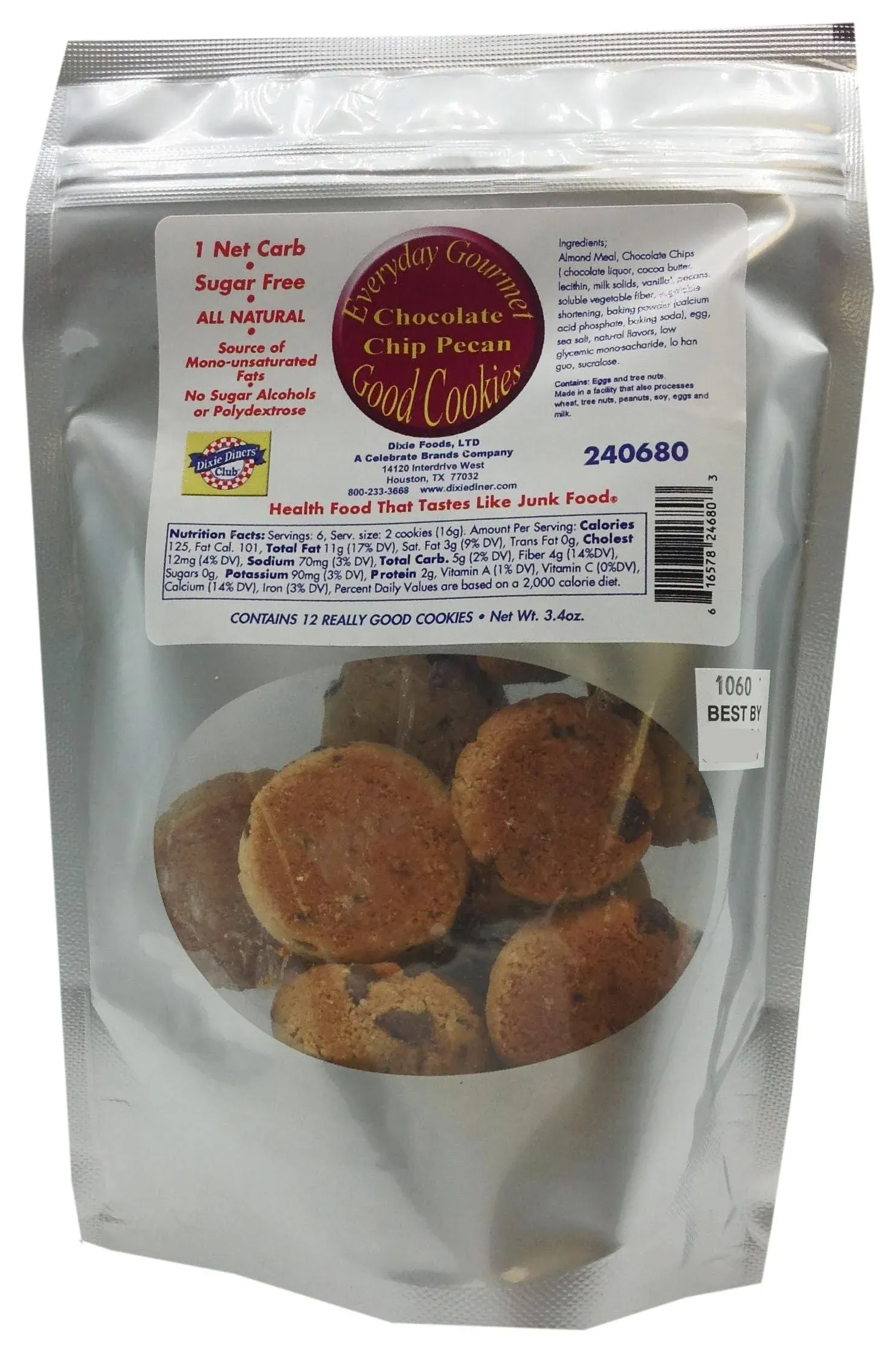 Dixie USA Carb Counters Ready-to-Eat Cookies, Chocolate Chip Pecan