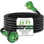 RVGUARD 30 Amp 25 Foot RV Power Extension Cord, Heavy Duty STW Cord with LED Power Indicator and Cord Organizer, 30 Amp male Standard to 30 Amp