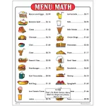 Menu Math for Beginners 6pk Extra Price Lists