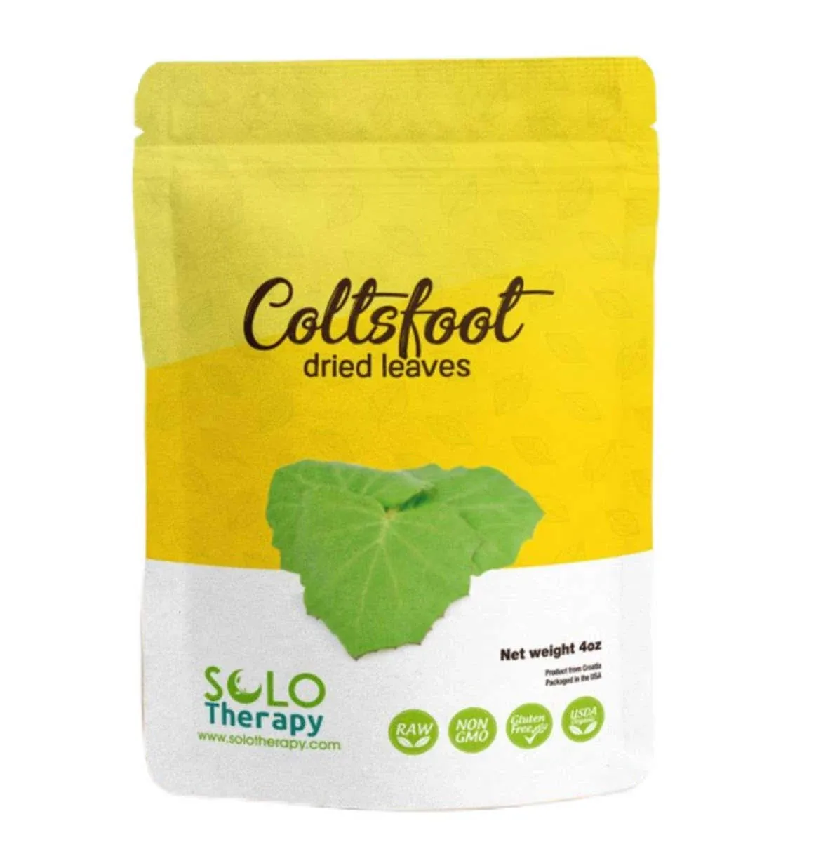 Solo Therapy Coltsfoot Dried Leaves , Dried Herb Tussilago Farfara , 4 oz , Product from Croatia , Packaged in The USA (4 oz)