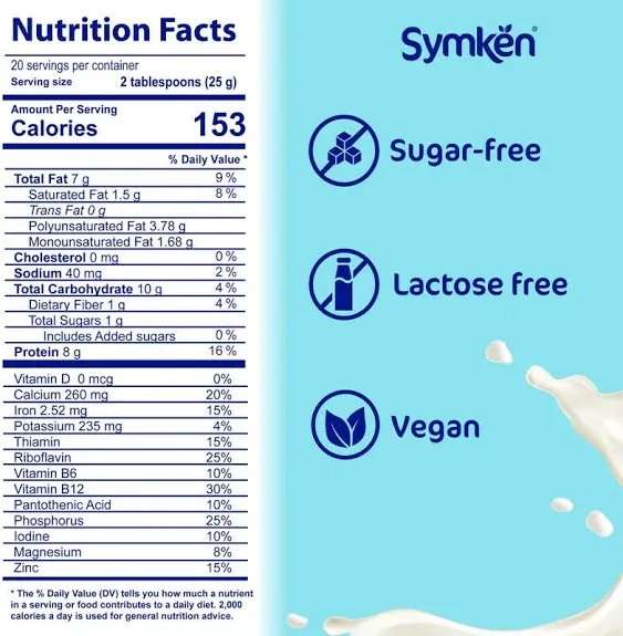 SYMKEN Sugar-free Soy Milk Powder 17.6 Oz (500g) | Vegan | High in Protein | Gluten free | Lactose free | Non-GMO | Plant-based | Non-Dairy | Added with Vitamins, Minerals, and Antioxidants