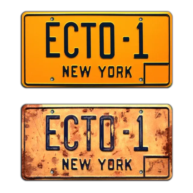 Ghostbusters: Afterlife | ECTO-1 | Metal Stamped Replica Prop License Plates