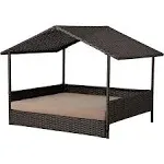 Huntley Pet Rattan Wicker Indoor Outdoor Cabana Raised Pet Bed