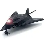 F-117 Fighter Jet Diecast Metal Military Stealth Airplane Toy - 1:400 Scale Nighthawk Alloy Model Aircraft with Pullback Action, Lights and Sound