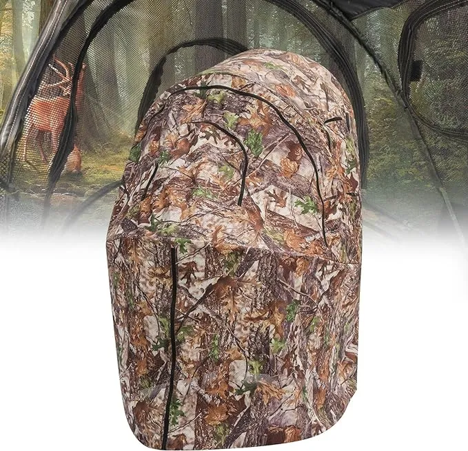 GYMAX Hunting Blind, 2-Panel See Through Pop Up 2-3 Persons Camouflage Deer Blind with Windows & Carrying Bag, Portable Folding Outdoor Ground Blind for Deer Turkey Hunting Gear Accessories