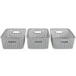 Simplify 25173-HGREY-3Pk Herringbone Storage Basket, Small, Heather Grey, 3 Count