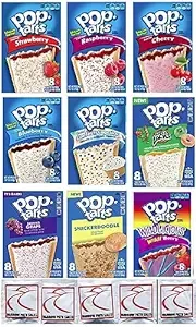 Pop Tarts Variety Pack FRUIT FLAVORED Sampler, Bundle of 9 Different Flavors. Flavors Include: Strawberry, Blueberry, Raspberry, Cherry, Wildberry; Apple; Confetti; Snickerdoodle, Strawberry Milkshake.1 Box of Each Flavor