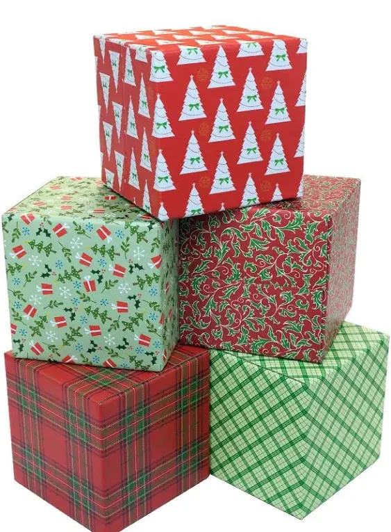 Global Printed Products Holiday Shipping Boxes (Pack of 10 - Assorted Patterns - 15 inchx11 inchx2.625 inch ) - Gpp-0038, Size: Large