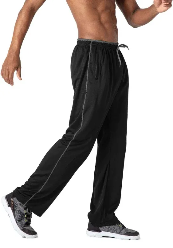 EKLENTSON Mens Mesh Pants Elastic Waist Drawstring Open Bottom Sweatpants