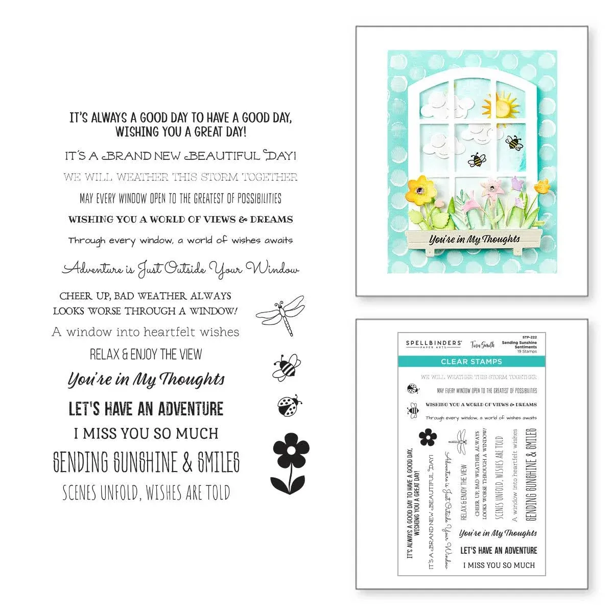 Spellbinders Sending Sunshine Sentiments Clear Stamp Set