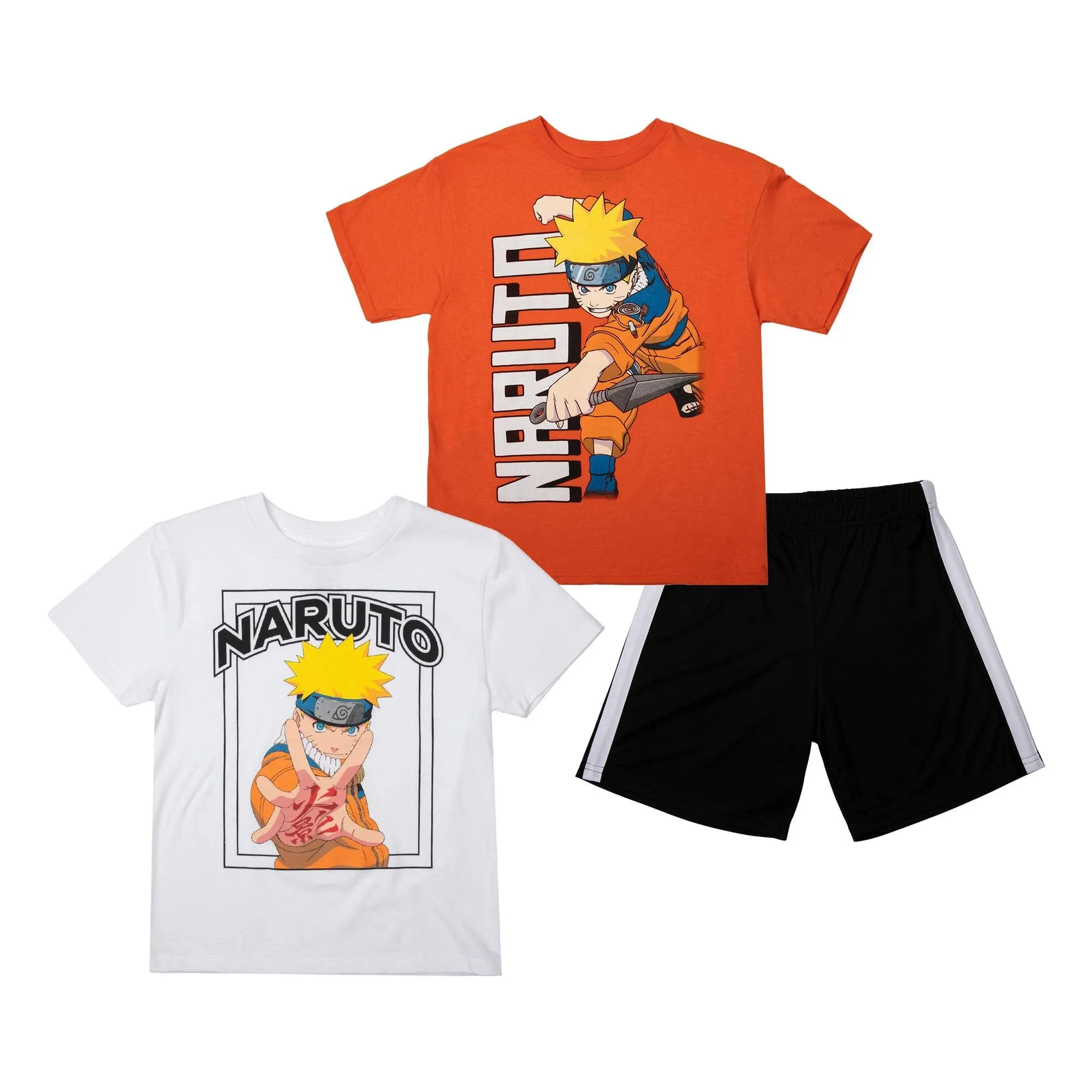 Naruto Boys 3-Pack Set - Includes Two Tees and Mesh Shorts-Medium