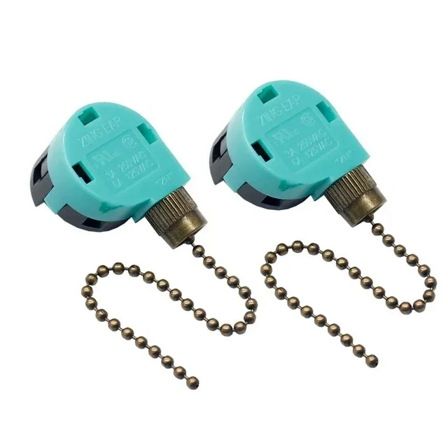 Zing Ear ZE268S6, 3A 250V Antique Brass Ceiling Fan Pull Chain Switch, 2 Pieces