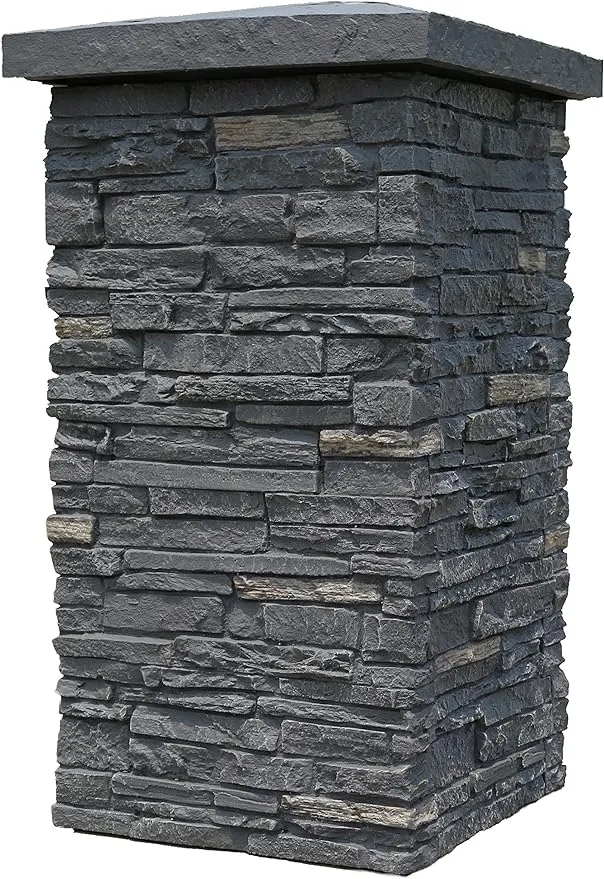 NextStone Slatestone 16" x 16" x 30" Faux Polyurethane Stone Column Wrap - Midnight Ash