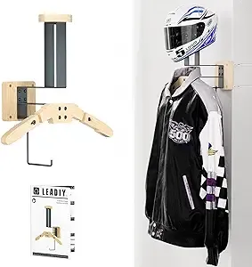 Motorcycle Helmet Holder, Helmet Holder Wall Mount,Motorcycle Helmet Rack with Jacket Hanger