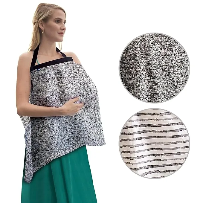 Bebe Au Lait Zip & Switch Nursing Cover - Grey & Stripes