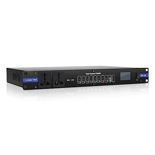 Sound Town Rack-Mountable AC Power Conditioner/Sequencer with 10 Outlets, Surge Protection, Voltage Display, for Stage, Studio, Home Theater (STPS-1028)