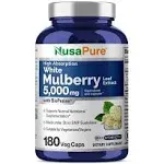 NusaPure White Mulberry Leaf Extract 5,000mg 180 Veggie Caps (Vegetarian, Bioperine)