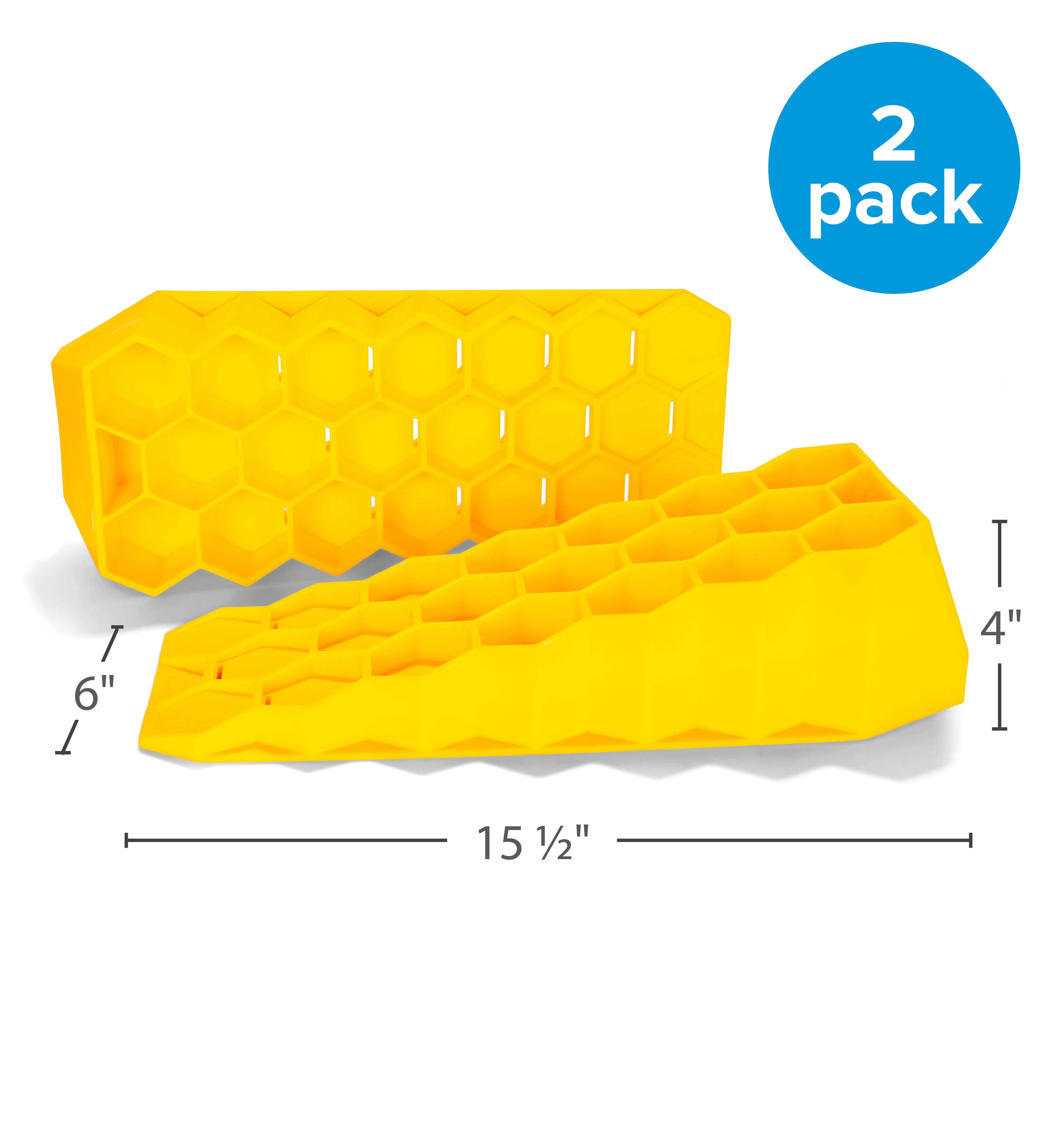 Camco Camper / RV Wedge Leveler - Adds Up to 3.25” of Lift - Features Heavy Duty Lightweight Honeycomb Design - Compatible w/RVs with Parking Brakes - 2-Pack (44580)