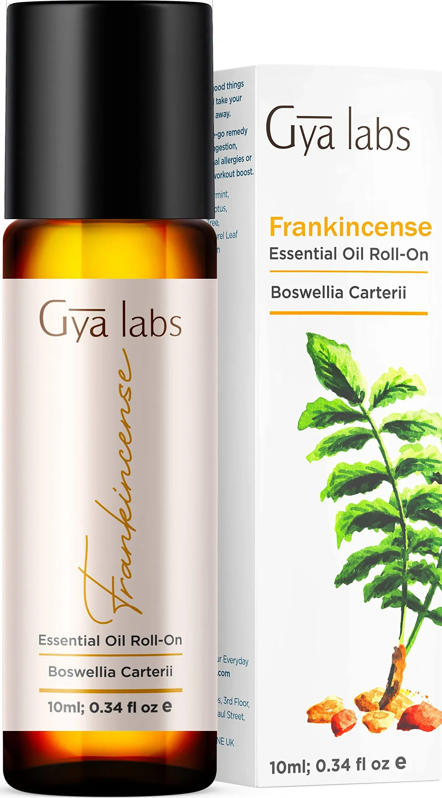 Gya Labs Frankincense Essential Oil Roll On for Skin - Made with 100% Pure Frankincense Oil Essential Oil for Body Aches, Stiffness, Aromatherapy & More (0.34 Fl Oz)