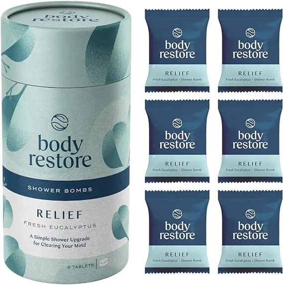 Body Restore Shower Steamers Aromatherapy 6 Pack - Relaxation Birthday Gifts for Women and Men, Travel Essentials, Stress Relief and Self Care - Cocoa Orange