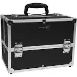 Shany Essential Pro Makeup Train Case with Shoulder Strap and Locks - Jet Black