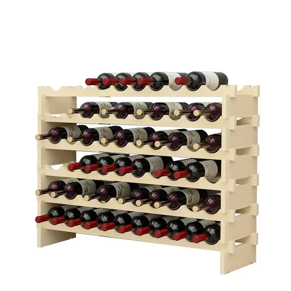 SDHYL 120 Bottles-12 Rows Stackable Modular Wine Holder Rack, Wine Storage Rack, Solid Wooden Wine Display Shelves (12 Rows x 10 Bottles/Row)