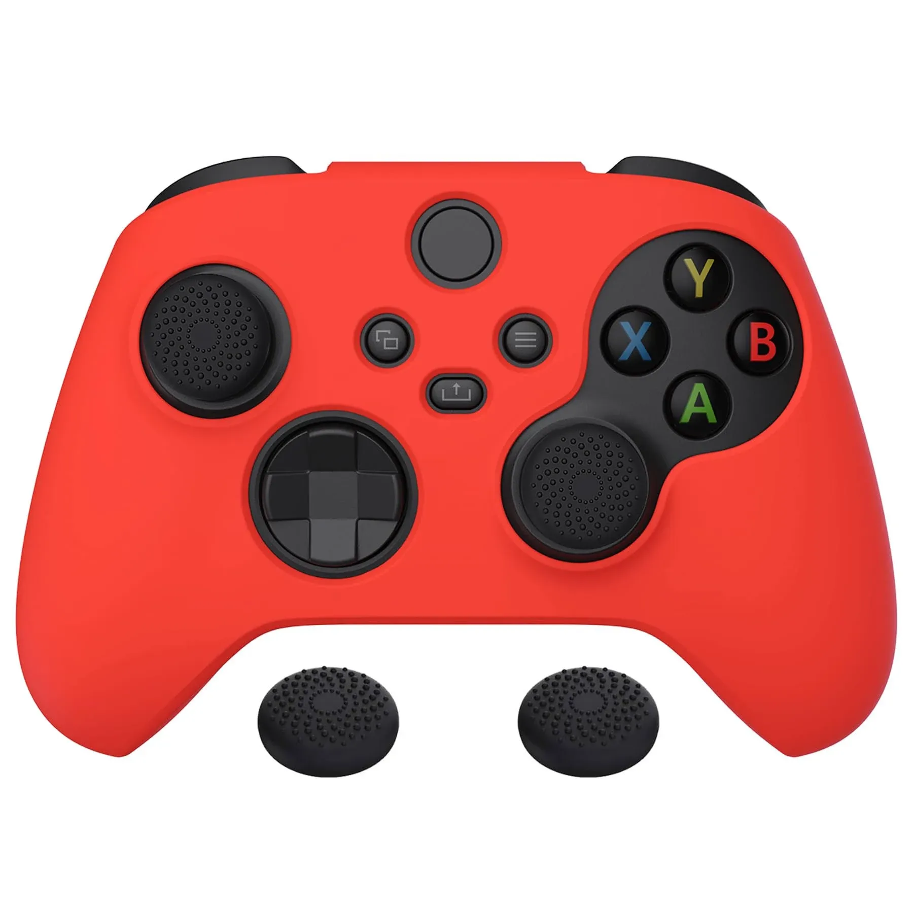 PlayVital Passion Red Pure Series Anti-Slip Silicone Cover Skin for Xbox Series X Controller, Soft Rubber Case Protector for Xbox Core Wireless Controller with Black Thumb Grip Caps